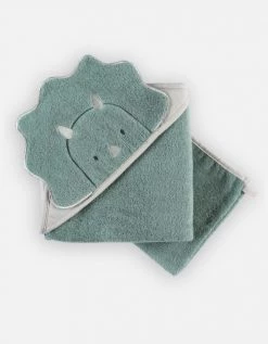 Noukie's Capes De Bain Bébé Et Peignoirs Enfant Cape De Bain Avec Gant Dinosaure Vert (75 X 75 Cm) -Couvertures bébé et enfant Soldes cape de bain avec gant dinosaure vert 75 x 75 cm 1