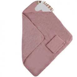 Noukie's Capes De Bain Bébé Et Peignoirs Enfant Cape De Bain Avec Gant Licorne Rose (75 X 75 Cm)