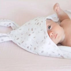 Kinousses Capes De Bain Bébé Et Peignoirs Enfant Cape De Bain Bébé Blanc Coton Bio -Couvertures bébé et enfant Soldes cape de bain bebe blanc coton bio 1