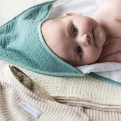 Cocoeko Capes De Bain Bébé Et Peignoirs Enfant Cape De Bain Bébé Vert Eucalyptus -Couvertures bébé et enfant Soldes cape de bain bebe vert eucalyptus 4