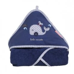 Little Crevette Capes De Bain Bébé Et Peignoirs Enfant Cape De Bain Bleu Indigo Coton Bio 75x75 Cm