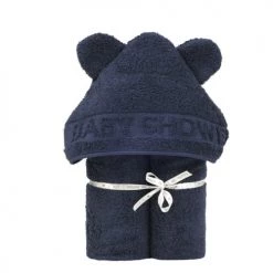 Little Crevette Capes De Bain Bébé Et Peignoirs Enfant Cape De Bain Bleu Marine Coton Bio 60x120 Cm