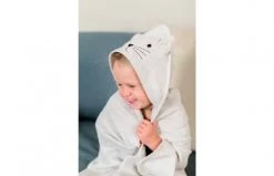 Kindsgut Capes De Bain Bébé Et Peignoirs Enfant Cape De Bain Chat En Coton Gris -Couvertures bébé et enfant Soldes cape de bain chat en coton gris 3