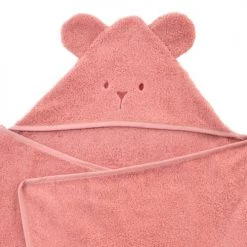 Little Crevette Capes De Bain Bébé Et Peignoirs Enfant Cape De Bain Coton Bio Bois De Rose 70x140 Cm -Couvertures bébé et enfant Soldes cape de bain coton bio bois de rose 70x140 cm 2