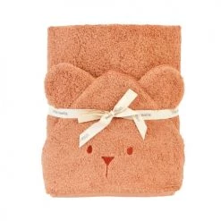 Little Crevette Capes De Bain Bébé Et Peignoirs Enfant Cape De Bain Coton Bio Terracotta 70x140 Cm