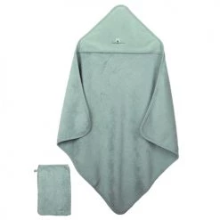 Eveil Et Nature Capes De Bain Bébé Et Peignoirs Enfant Cape De Bain Et Gant 75x75 Cm Coton Bio Aqua