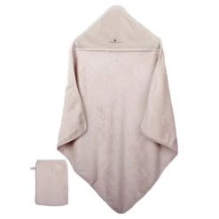 Eveil Et Nature Capes De Bain Bébé Et Peignoirs Enfant Cape De Bain Et Gant 75x75 Cm Coton Bio Beige
