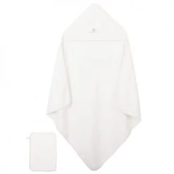 Eveil Et Nature Capes De Bain Bébé Et Peignoirs Enfant Cape De Bain Et Gant 75x75 Cm Coton Bio Ecru