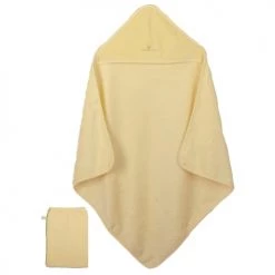 Eveil Et Nature Capes De Bain Bébé Et Peignoirs Enfant Cape De Bain Et Gant 75x75 Cm Coton Bio Jaune