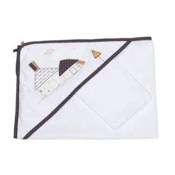 Sauthon Capes De Bain Bébé Et Peignoirs Enfant Cape De Bain Et Gant 75x75cm En Coton Blanc