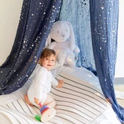 Kinousses Ciels De Lit Ciel De Lit Bleu Marine étoiles Argentées -Couvertures bébé et enfant Soldes ciel de lit bleu marine etoiles argentees 2