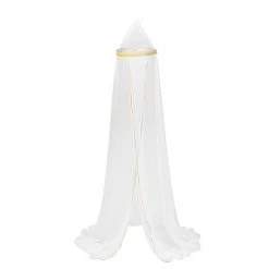 Home Maison Ciels De Lit Ciel De Lit Enfant Bordure Dorée Polyester Blanc 40x230