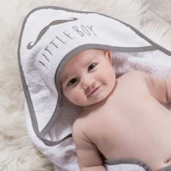 Home Maison Capes De Bain Bébé Et Peignoirs Enfant Coffret Bébé Sortie De Bain Brodée "little" Coton Gris -Couvertures bébé et enfant Soldes coffret bebe sortie de bain brodee little coton gris 2