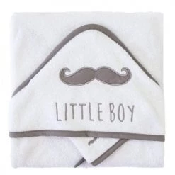 Home Maison Capes De Bain Bébé Et Peignoirs Enfant Coffret Bébé Sortie De Bain Brodée "little" Coton Gris