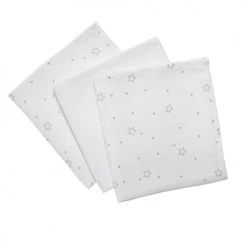 Home Maison Capes De Bain Bébé Et Peignoirs Enfant Coffret De 3 Langes Bébé En Coton Blanc Et Gris 60x60