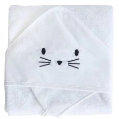 Home Maison Capes De Bain Bébé Et Peignoirs Enfant Coffret Sortie De Bain Et Gant Rigolo Coton Blanc 75 X 75