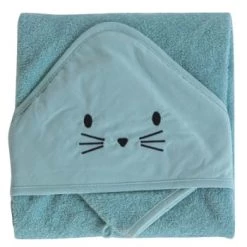 Home Maison Capes De Bain Bébé Et Peignoirs Enfant Coffret Sortie De Bain Et Gant Rigolo Coton Blanc 75 X 75 -Couvertures bébé et enfant Soldes coffret sortie de bain et gant rigolo coton bleu 75 x 75