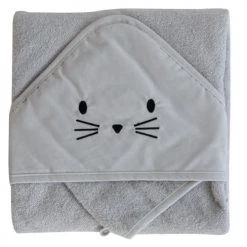 Home Maison Capes De Bain Bébé Et Peignoirs Enfant Coffret Sortie De Bain Et Gant Rigolo Coton Gris Perle 75 X 75
