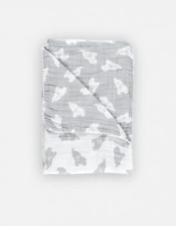 Noukie's Couvertures Bébé Et Enfant Couverture En Mousseline De Coton Eléphant Gris (75 X 100 Cm) -Couvertures bébé et enfant Soldes couverture en mousseline de coton elephant gris 75 x 100 cm 2