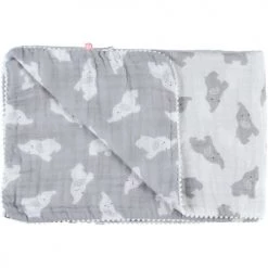 Noukie's Couvertures Bébé Et Enfant Couverture En Mousseline De Coton Eléphant Gris (75 X 100 Cm) -Couvertures bébé et enfant Soldes couverture en mousseline de coton elephant gris 75 x 100 cm 3