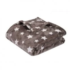 Home Maison Couvertures Bébé Et Enfant Couverture Enfant Imprimée étoiles Microfibre Gris 150 X 100