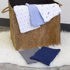 Kinousses Capes De Bain Bébé Et Peignoirs Enfant Gant De Toilette Bébé Bleu Mousseline De Coton -Couvertures bébé et enfant Soldes gant de toilette bebe bleu mousseline de coton 3