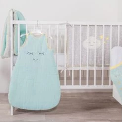 Home Maison Gigoteuses Gigoteuse Demi Lune Coton Anis/Gris Pour Bébé 0-6 Mois -Couvertures bébé et enfant Soldes gigoteuse demi lune coton anis gris pour bebe 0 6 mois 2