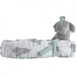 Noukie's Couvertures Bébé Et Enfant Ma Première Couverture Eléphant Gris (50 X 50 Cm)