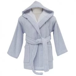Sensei Maison Capes De Bain Bébé Et Peignoirs Enfant Peignoir De Bain Enfant Rayé Une Face éponge Bleu 04 Ans