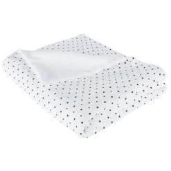 Maisons Du Monde Couvertures Bébé Et Enfant Plaid En Coton Bio Blanc Motifs Pois Et étoiles Noirs 130x170
