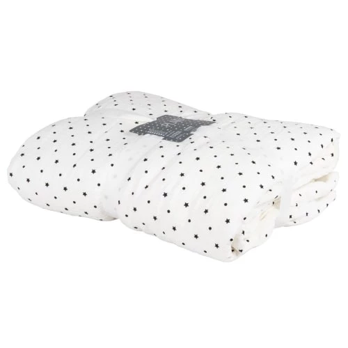 Maisons Du Monde Couvertures Bébé Et Enfant Plaid En Coton Bio Blanc Motifs Pois Et étoiles Noirs 130x170 5 Maisons Du Monde Couvertures Bébé Et Enfant Plaid En Coton Bio Blanc Motifs Pois Et étoiles Noirs 130x170 – Image 3