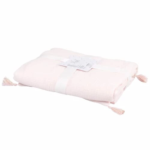 Maisons Du Monde Couvertures Bébé Et Enfant Plaid En Coton Blanc Brodé Cœurs Dorés à Pompons 75x100 4 Maisons Du Monde Couvertures Bébé Et Enfant Plaid En Coton Blanc Brodé Cœurs Dorés à Pompons 75x100 – Image 3