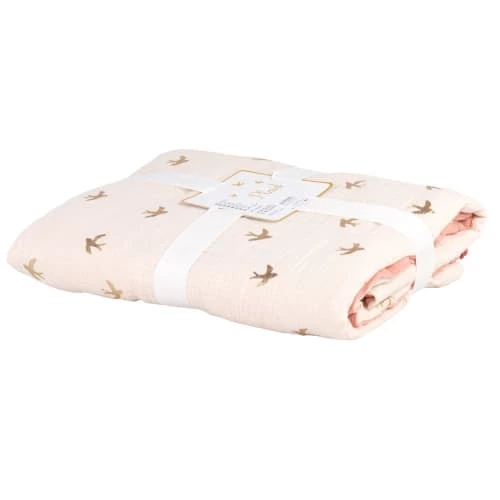 Maisons Du Monde Couvertures Bébé Et Enfant Plaid En Gaze De Coton Bio Rose Et écru Imprimé Hirondelles 75x100 5 Maisons Du Monde Couvertures Bébé Et Enfant Plaid En Gaze De Coton Bio Rose Et écru Imprimé Hirondelles 75x100 – Image 3