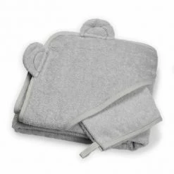 Kinousses Capes De Bain Bébé Et Peignoirs Enfant Set De Bain Bébé Gris Éponge -Couvertures bébé et enfant Soldes set de bain bebe gris eponge 16