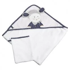 Sauthon Capes De Bain Bébé Et Peignoirs Enfant Sortie De Bain 75x75cm Et Son Gant En Coton Blanc
