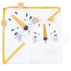 Maisons Du Monde Capes De Bain Bébé Et Peignoirs Enfant Sortie De Bain Bébé En Coton Blanc Avec Tête De Tigre Jaune Moutarde Et Noire -Couvertures bébé et enfant Soldes sortie de bain bebe en coton blanc avec tete de tigre jaune moutarde et noire 1000 5 31 206589 5