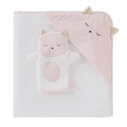 Maisons Du Monde Capes De Bain Bébé Et Peignoirs Enfant Sortie De Bain Bébé En Coton Blanche Avec Tête De Chat 80x80