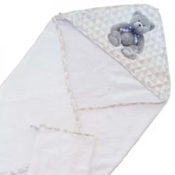 Home Maison Capes De Bain Bébé Et Peignoirs Enfant Sortie De Bain Et Gant Enfant Ourson Gris/Blanc 75x75 -Couvertures bébé et enfant Soldes sortie de bain et gant enfant ourson gris blanc 75x75 2