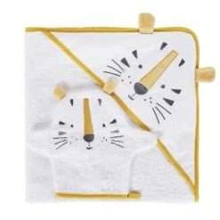 Maisons Du Monde Capes De Bain Bébé Et Peignoirs Enfant Sortie De Bain Tigre Blanche, Jaune Et Noire, 100x100
